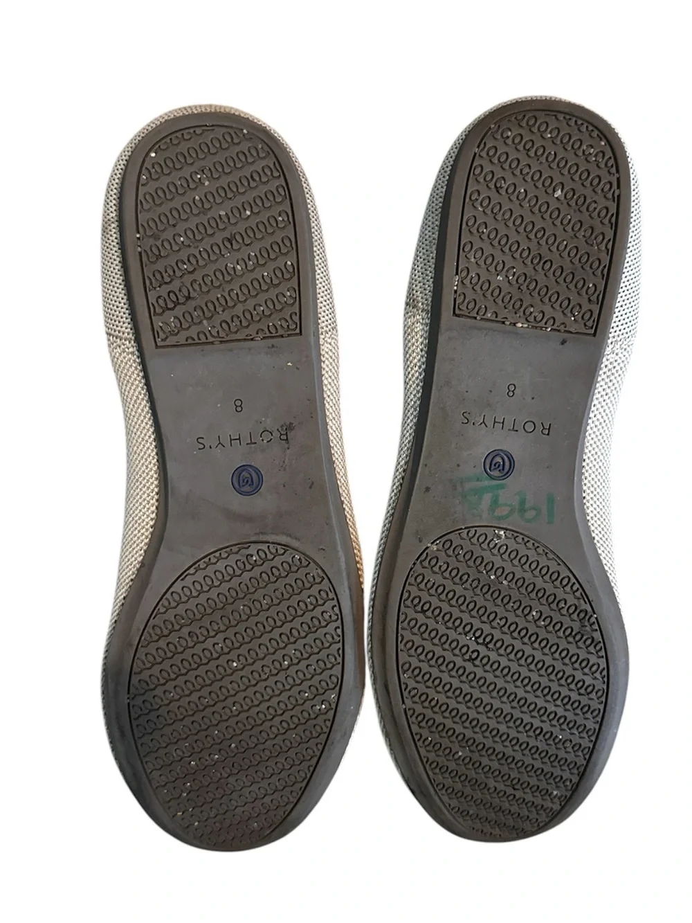 Rothy's Gray Knit Ballet Flats with Blue Trim. size 8
